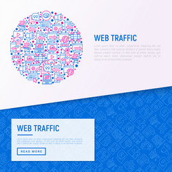 web traffic concept in circle with thin line icons vector