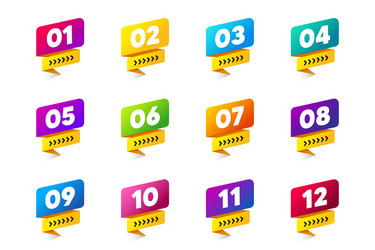 direction number bullet points from one to twelve vector image