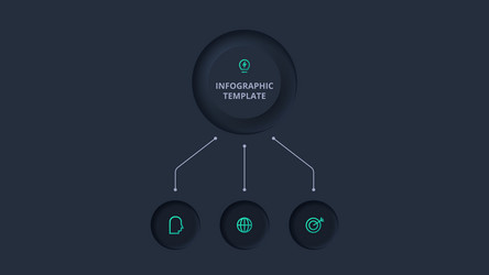 Neumorphic flowchart dark infographic creative Vector Image