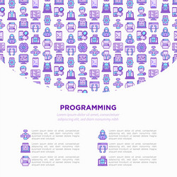 Programming concept with thin line icons vector