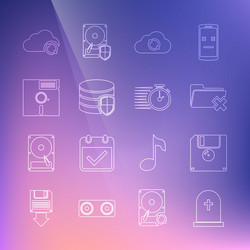 set line tombstone with cross floppy disk delete vector image