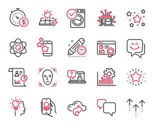 set of technology icons related to faq vector