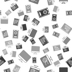 set safe computer monitor with graph chart board vector image