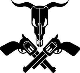 Cow Skull with Revolver Icon Vector Image