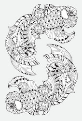 entangle stylized floral china fish doodle Vector Image