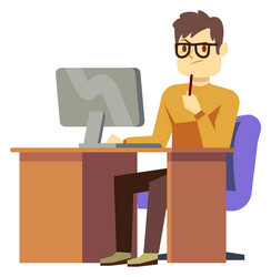 man think of work problem office worker character vector image