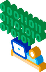 People come up with binary code isometric icon vector