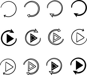 set replay or reload buttons icon with hand vector image
