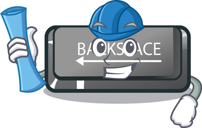 architect button backspace in shape cartoon vector image