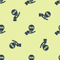 blue hand on map pointer with taxi icon isolated vector image