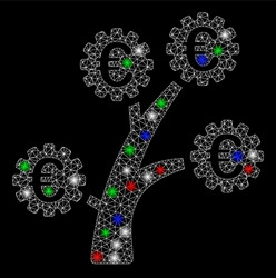 Bright mesh 2d euro technology tree with light vector
