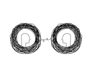 difficulty connection between two thin line person vector image