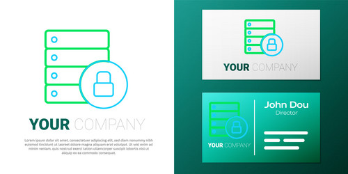 Line server security with closed padlock icon vector