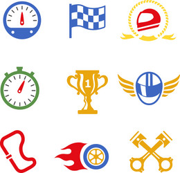 Motor race formula icons set vector