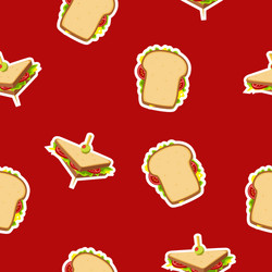 sandwich pattern on delicious red background vector image