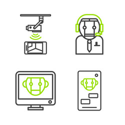 set line bot worker robot and wireless vector image