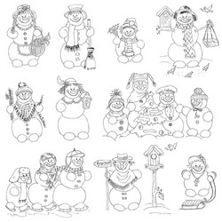 Snowman christmas set vector