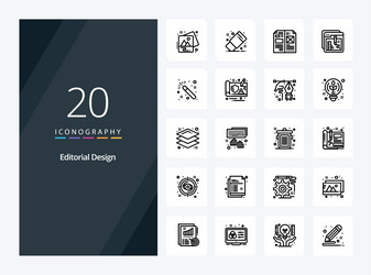 20 editorial design outline icon for presentation vector