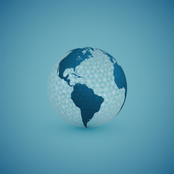 blue globe map with pattern sphere vector