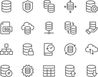 Database Line Icons vector image