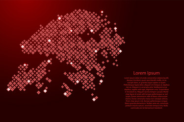hong kong map from red pattern rhombuses vector image