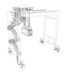 Port cargo crane vector