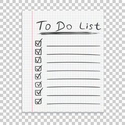 Realistic paper note to do list icon with hand vector