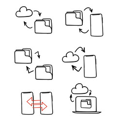 hand drawn doodle cloud file folder document vector image