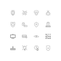 Internet security simple linear icons set vector