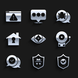 Set eye scan incognito mode shield with check vector