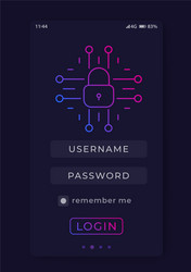 user login authentication mobile interface vector image
