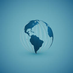blue globe map with pattern sphere vector image