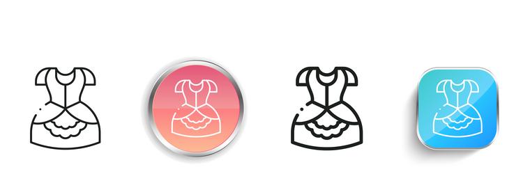 gown icon thin linear regular and button style vector image