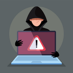 hacker with laptop computer icon vector image