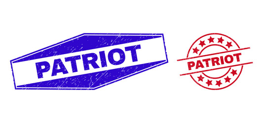 patriot corroded stamps in round and hexagon vector