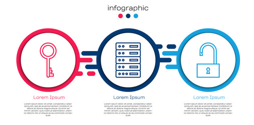 Set line old key server data web hosting vector