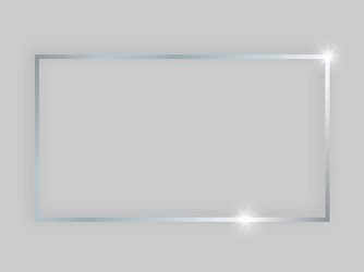 Silver rectangular shiny frame with effects vector