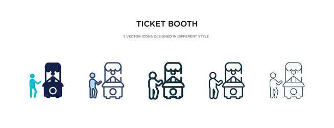 Ticket booth icon in different style two colored vector