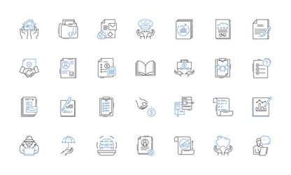 Agreement line icons collection contract vector