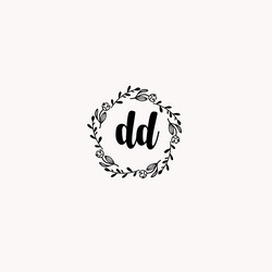 elegant floral monogram logo dd in handwritten Vector Image