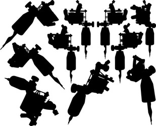 lot of black silhouette graphic tattoo machines vector