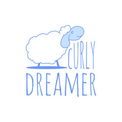 Typography slogan with cute sheep and text curly vector