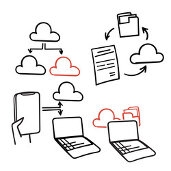 hand drawn doodle cloud file folder document vector image