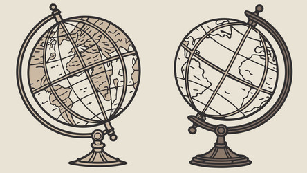 pair of globes for study design generative ai vector image