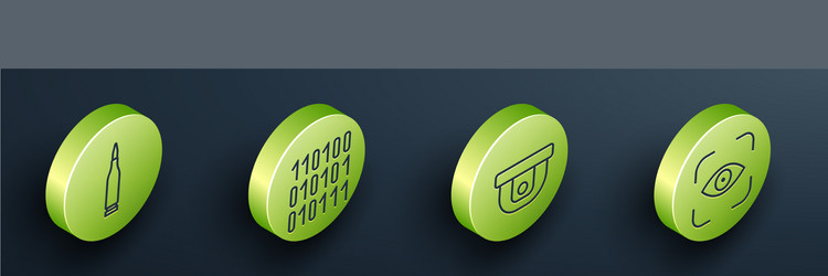 set isometric bullet binary code motion sensor vector image