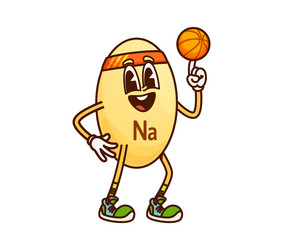 cartoon sodium groovy vitamin spins a basketball Vector Image