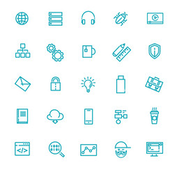 programming outline icons set technology vector