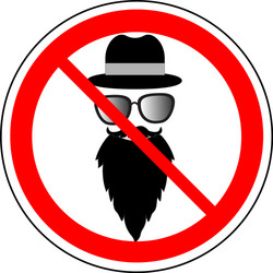 Prohibition sign wearing hat glasses and beard vector