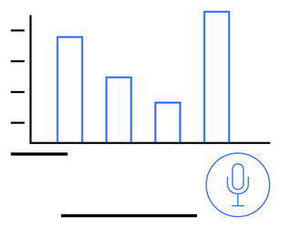bar chart with microphone icon symbolizing data vector image