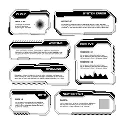 Black futuristic hud or ui elements sci-fi user Vector Image